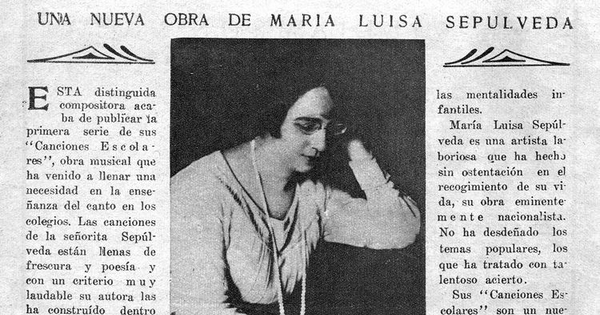 Una nueva obra de María Luisa Sepúlveda