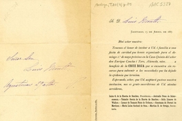 Mui señor nuestro. Tenemos el honor de invitar a Ud. i familia a una fiesta de caridad ... 15 de abril de 1887