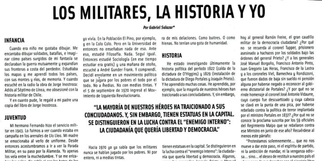 Los militares, la historia y yo