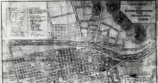 Plano-croquis de la ciudad de Santiago de Chile,  1863