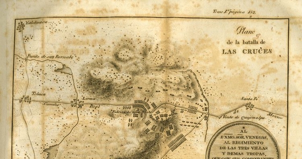 Mapa Batalla de las Cruces, Veracruz, 1810