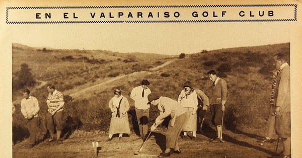 Partida de golf en el Valparaíso Golf Club, en Granadilla, 1923