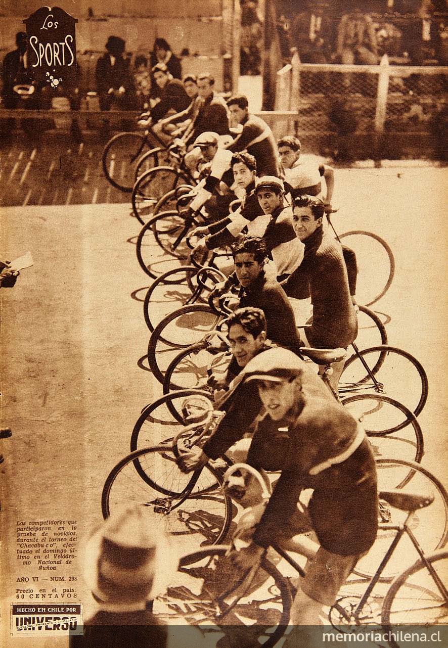 Torneo ciclístico del "Chacabuco", en el Velódromo de los Campos de Sports de Ñuñoa, 1928