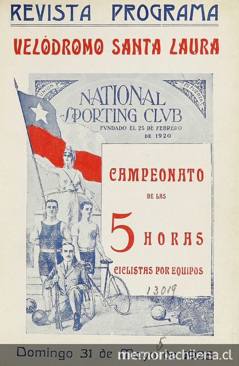 Revista programa : Velódromo Santa Laura : Campeonato de las 5 horas, ciclistas por equipo.