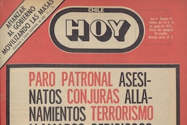 Portada Chile hoy, año 2, número 61, agosto 1973