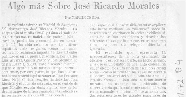 Algo más sobre José Ricardo Morales