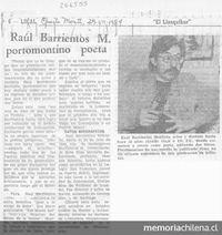 Raúl Barrientos M., portomontino poeta