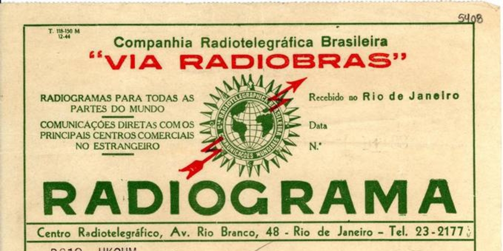 [Telegrama] 1945 nov. 16, Bogotá [a] Gabriela Mistral, Río de Janeiro[manuscrito] /Germán Arciniegas.