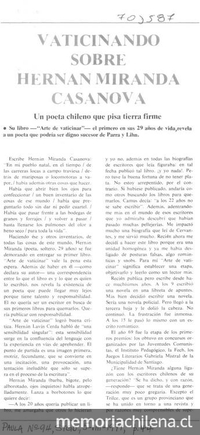 Vaticinando sobre Hernán Miranda Casanova