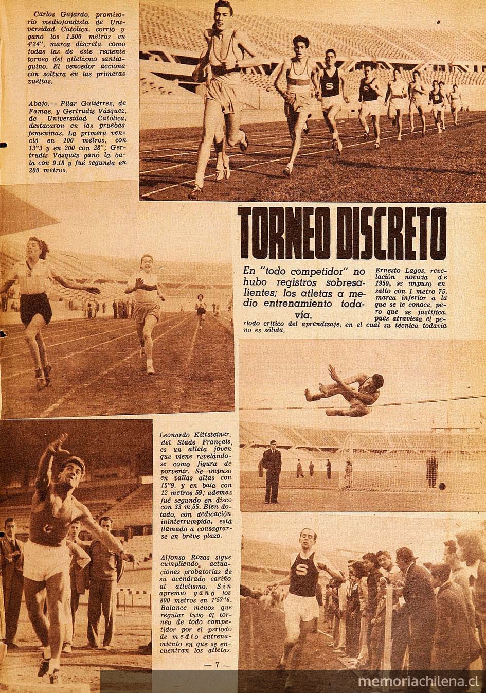 "Torneo discreto" Estadio. Santiago : [s.n.], 1941-1982, nº 375, (22 julio 1950),