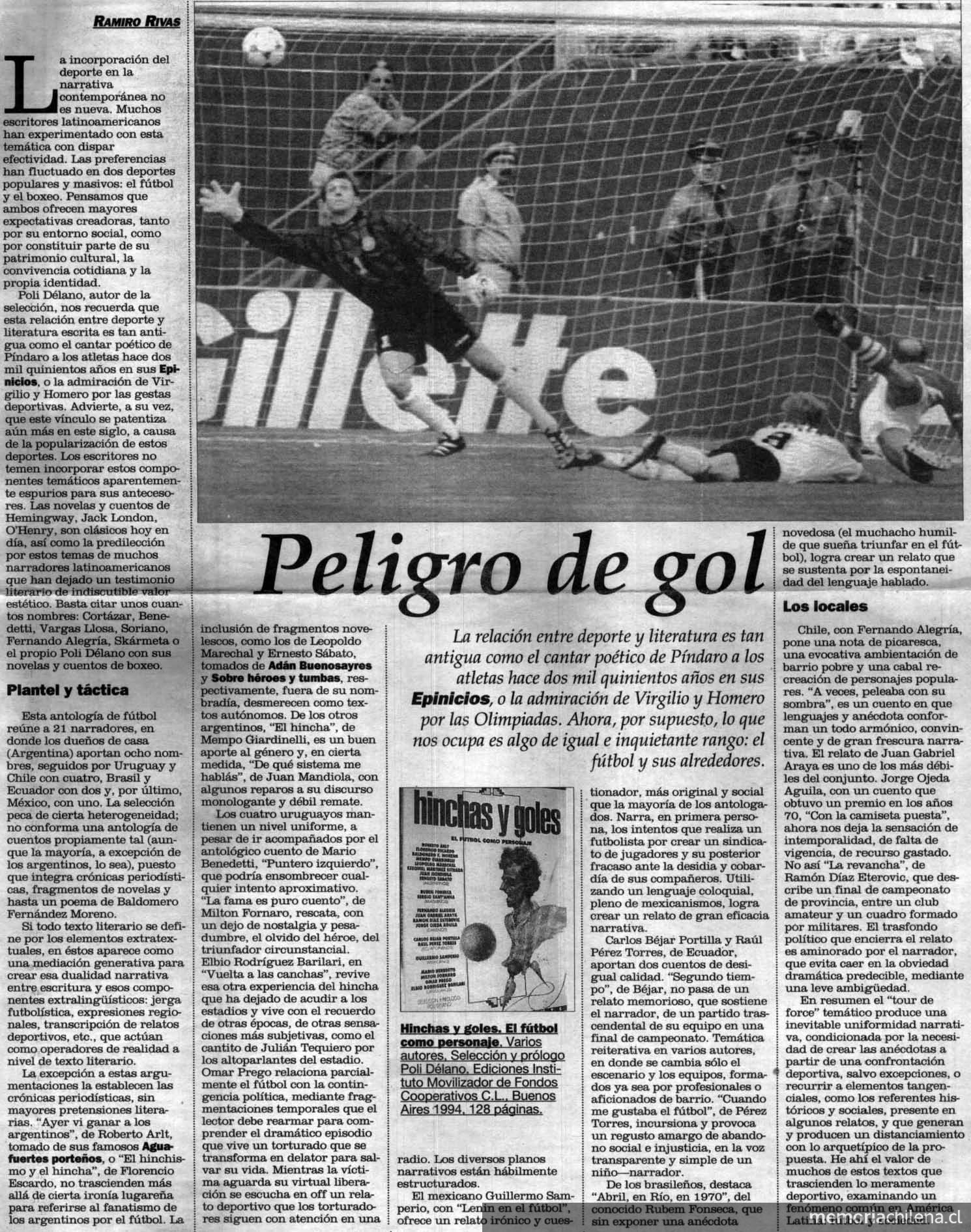 Peligro de gol [artículo] / Ramiro Rivas.