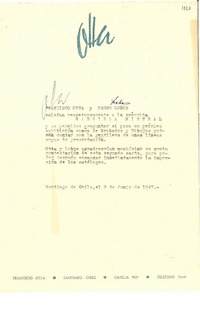 [Carta] 1947 jun. 2, Santiago, Chile [a] Gabriela Mistral