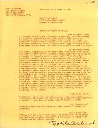 [Carta] 1947 mayo 11, New York, [EE.UU.] [a] Gabriela Mistral, Monrovia, California, [EE.UU.]
