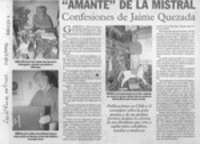 "Amante" de la Mistral, confesiones de Jaime Quezada  [artículo].