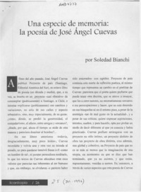 Una especie de memoria: la poesía de José Angel Cuevas  [artículo] Soledad Bianchi.