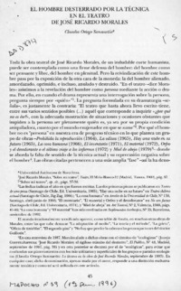 El hombre desterrado por la técnica en el teatro de José Ricardo Morales  [artículo] Claudia Ortego San Martín.