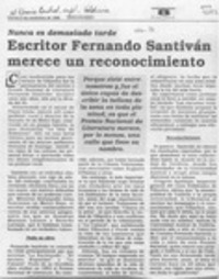 Escritor Fernando Santiván merece un reconocimiento