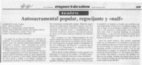 Autosacramental popular, regocijante y "naif"  [artículo] Pedro Labra.