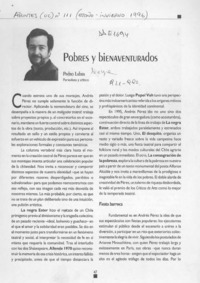 Pobres y bienaventurados  [artículo] Pedro Labra.