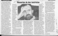 Memorias de dos teatristas  [artículo] Sergio Vodanovic.