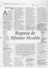 Regreso de Alfonso Alcalde  [artículo] Nelson Sandoval Díaz.
