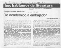 De académico a embajador  [artículo] Héctor González V.