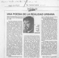 Una poesía de la realidad urbana  [artículo] Diego Muñoz Valenzuela.