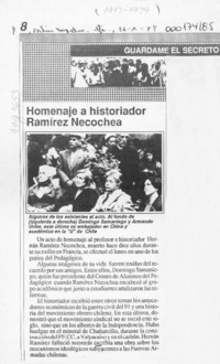 Homenaje a historiador Ramírez Necochea  [artículo].