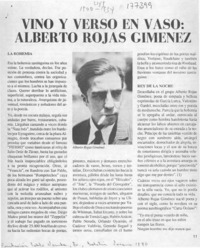 Vino y verso en vaso, Alberto Rojas Giménez  [artículo] Ana María Díaz.
