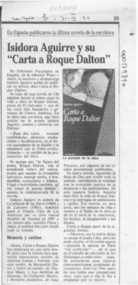 Isidora Aguirre y su "Carta a Roque Dalton"  [artículo].
