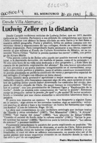 Ludwig Zeller en la distancia  [artículo] Pedro Mardones Barrientos.