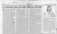 La herencia que nos dejó Alfonso Alcalde  [artículo] Filebo.