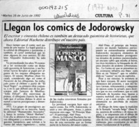Llegan los comics de Jodorowsky  [artículo].