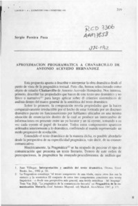 Aproximación programática a "Chañarcillo" de Antonio Acevedo Hernández  [artículo] Sergio Pereira Poza.