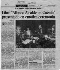 Libro "Alfonso Alcalde en cuento" presentado en emotiva ceremonia  [artículo] Oscar Vega.