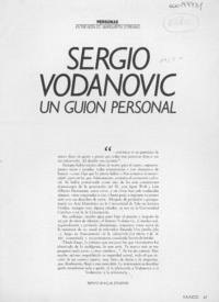 Sergio Vodanovic un guión personal  [artículo] Margarita Serrano.