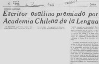Escritor ovallino premiado por Academia Chilena de la Lengua