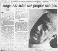Jorge Díaz actúa sus propios cuentos  [artículo] Willy Nikiforos.