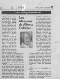 Las máscaras de Alfonso Calderón  [artículo] Hugo Montes Brunet.