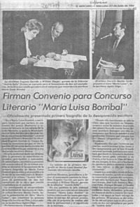 Firman convenio para concurso literario "María Luisa Bombal"