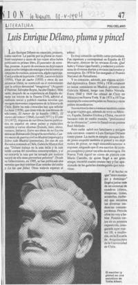 Luis Enrique Délano, pluma y pincel  [artículo] Poli Délano.