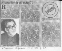 Recuerdos de un maestro  [artículo] María Ester Saldivia Jara.