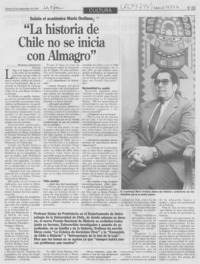 "La historia de Chile no se inicia con Almagro"
