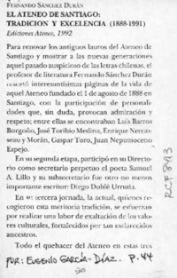 El Ateneo de Santiago, tradición y excelencia (1888-1991)  [artículo] Eugenio García-Díaz.