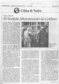 "Río abajo", el sórdido micromundo de Griffero  [artículo] Carola Oyarzún L.