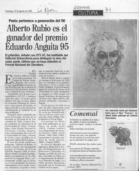 Alberto Rubio es el ganador del premio Eduardo Anguita 95  [artículo] R. V.