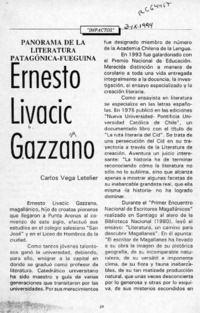 Ernesto Livacic Gazzano  [artículo] Carlos Vega Letelier.