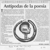 Antípodas de la poesía  [artículo] Antonio J. Salgado.