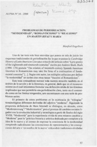 Problemas de periodización, "Modernidad", "Romanticismo" y "Realismo" en Martín Rivas y María  [artículo] Manfred Engelbert