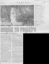 Benjamín Galemiri amplía su registro  [artículo] Marcela Fuentealba